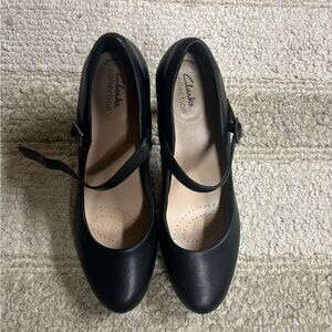 Clarks Black Mary Jane with Single Buckle Strap